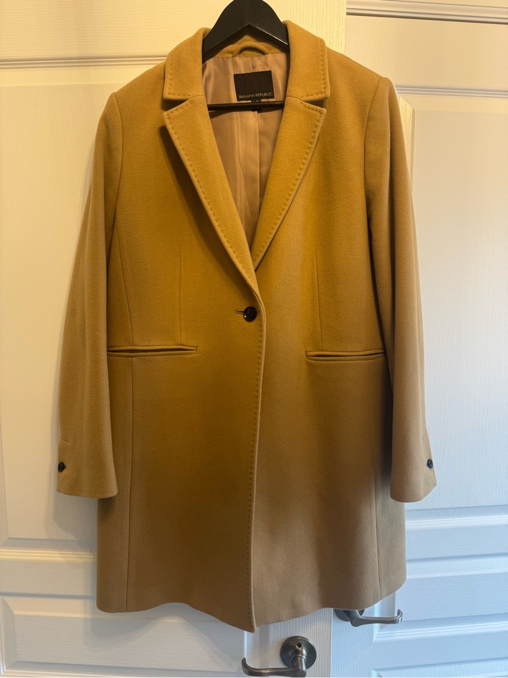 Banana Republic Women's Camel Single-Button Wool-Blend Coat